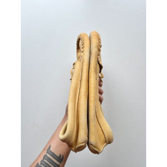 HIDES IN HAND Yellow Moose Leather Single Sole Moccasins, Size 11 - Picture 9 of 14